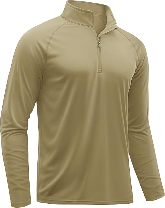 TACVASEN Men's Long Sleeve Athletic Shirts 1/4 Pullover Zip Sun Protection Rash Guard UPF 50+ Outdoor Running T-Shirts