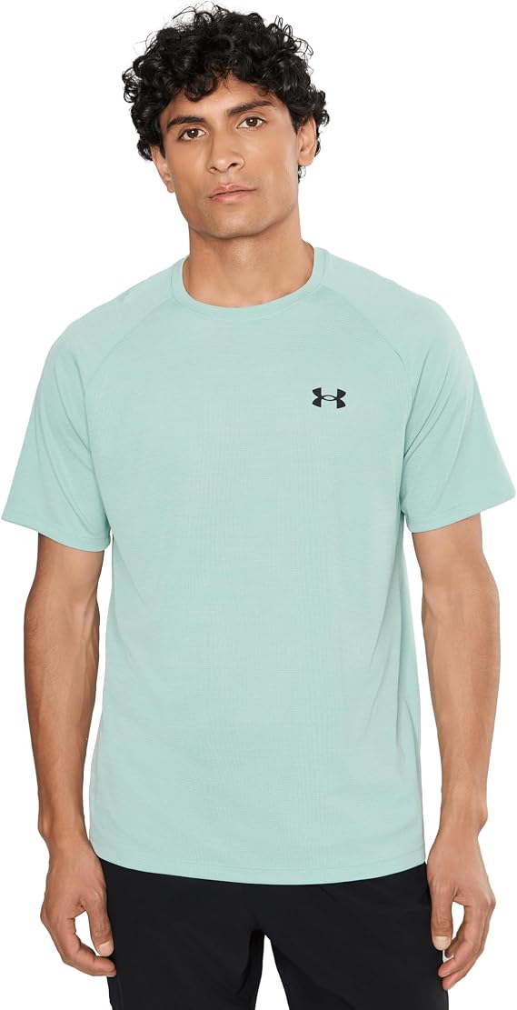 Under Armour Mens Tech Textured Short Sleeve T-Shirt Enamel Blue/Black Small