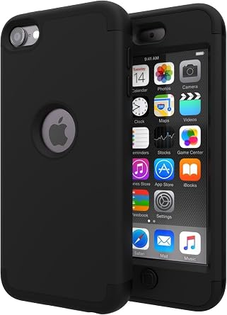 SLMY iPod Touch 7 Case,iPod Touch 6 Case, TM Heavy Duty High Impact Armor Case Cover Protective Case for Apple iPod Touch 5/6/7th Generation Black/Black