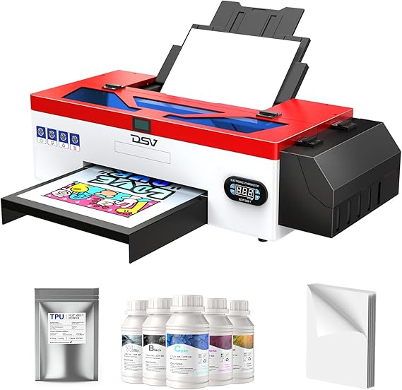 DSV DTF Printer A3 L1800 Transfer Printer Direct to Film Print Preheating T-Shirt Printing Machine for DIY Print Dark & Light Fabrics