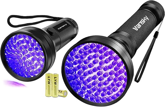 Vansky Black Light UV Flashlights, 100 LED & 51 LED 395nm Blacklight Detector for Dog Cat Pet Urine, Dry Stains and Bed Bug, Matching with Pet Odor Eliminator