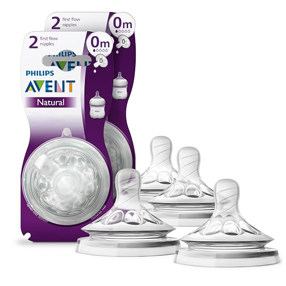 Philips Avent Natural First Flow Baby Bottle Nipple, BPA-Free, 4-Pack
