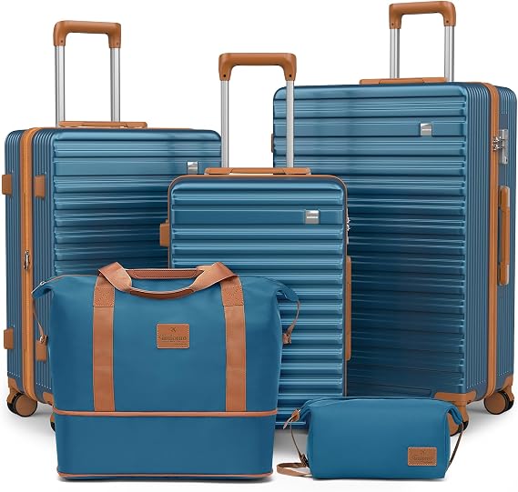 imiomo Luggage Sets 3 Piece,Expandable Hardside Suitcase Set with Spinner Wheels,Lightweight Travel Luggage set with TSA Lock(20/24/28,Blue)