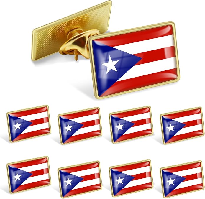 12/25/50/100Pack Official Puerto Rico Flag lapel Pins Bulk - Metal Souvenir Hat Men Women Puerto Rican Patriotic Travel Badge Brooch