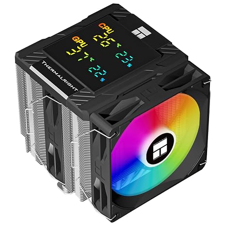 Thermalright TR Peerless Assassin 120 Digital ARGB Black CPU Air Cooler, Digital Screen Cover, 6 Heatpipes Computer CPU Cooler, for AM4/AM5, Intel LGA1700/1851/115X/1200, PC Cooler Black