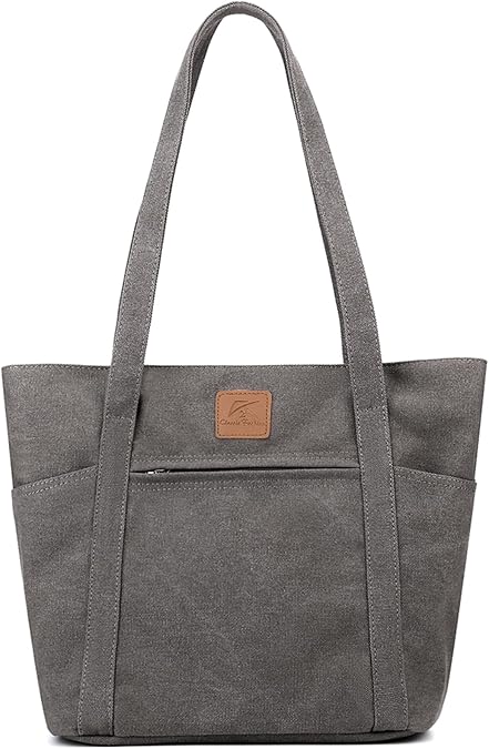 Sunshinejing Women's Large Canvas Shoulder Bag Retro Multi-pocket Handbags Work Tote Purses