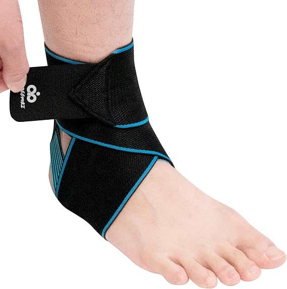 INDEEMAX Ankle Support Brace, Adjustable Ankle Wraps for Man and Women, Ankle Straps for Plantar Fasciitis, Achilles Tendonitis, Arthritis, Ligament damage,Injury Recovery, Single Blue