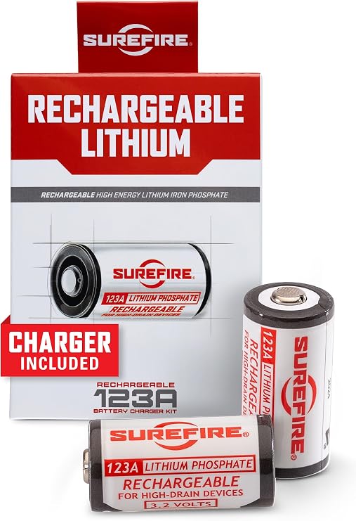 SUREFIRE 123A Rechargeable Batteries Includes Charger SFLFP123-KIT