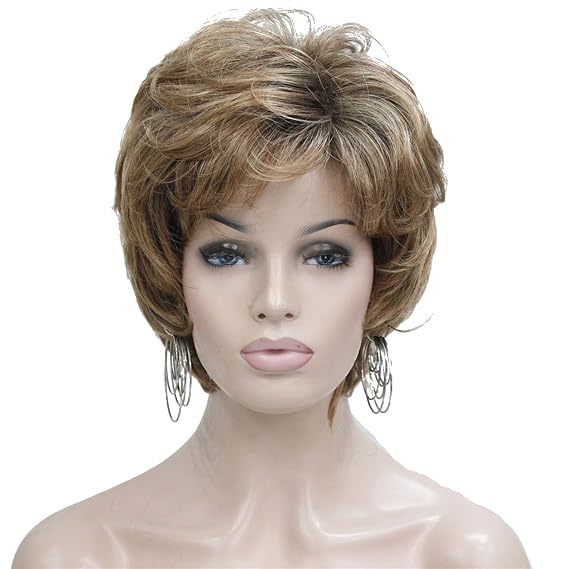 Lydell Short Layered Mix Color Brown Wig Fluffy Synthetic Wig Wigs