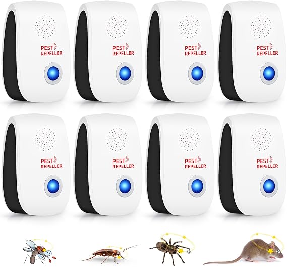 8 Pack Upgraded Ultrasonic Pest Control Repeller Plug in Indoor Pest Control for Rodents,Mice,Roaches,Spiders,Ants,Mosquitoes,Bugs & Insects -Electronic Sonic Repellent for Home, Kitchen, Office