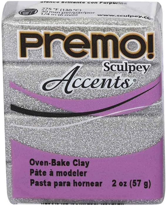 Premo Sculpey Accents Polymer Clay 2oz-White Gold Glitter