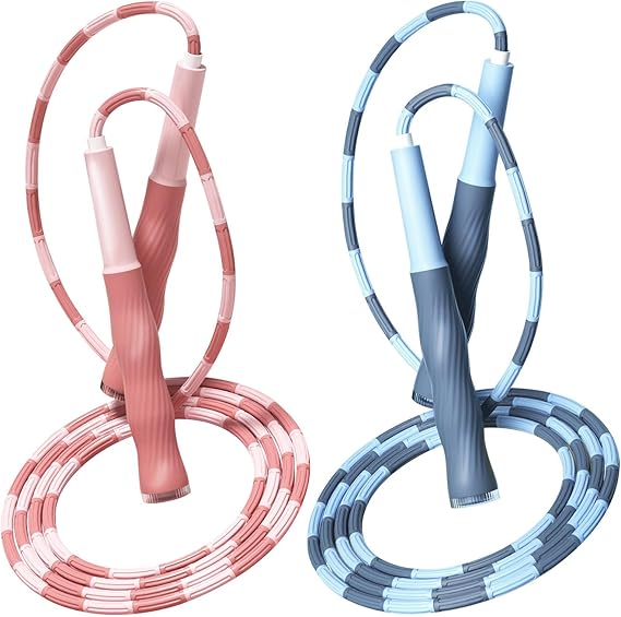 Redify Beaded Jump Rope for Kids,Tangle-Free Segmented Kids Jump Rope with Soft Anti-slip Handles,Adjustable Jumping Rope for Women