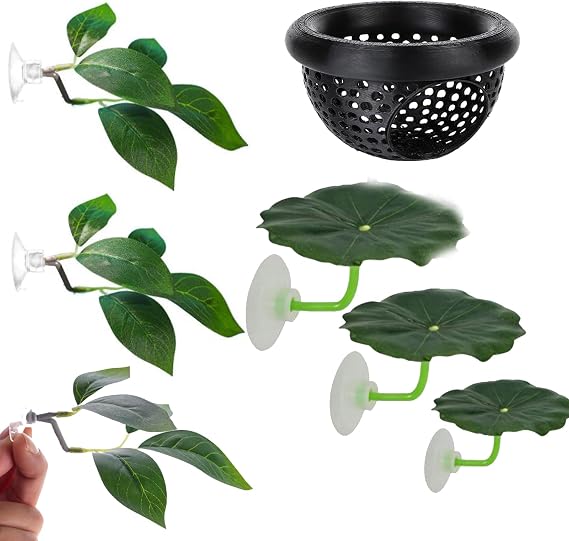 7 Pcs Betta Fish Tank Accessories, Leaf Hammock with Suction Cups Set | Betta Fish Tank Accessories for Resting, Hiding, Playing and Breeding with Natural-Looking Aquarium Décor