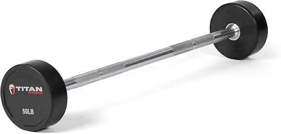 Titan Fitness Barbells & Fitness Bars Straight Rubber Fixed Barbells