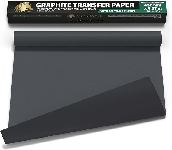MyArtscape Graphite Transfer Paper Roll 17" x 15ft Black Waxed