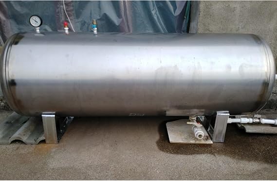 Water Pressure Tank for Pump Well House, Water System Horizontal Pressure Tank for Basement Well/Booster Pump, 304 Stainless steel High Pressure Water Tank, Load-bearing 300KG/660LB (Color : Silver