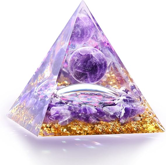Orgone Pyramid Rock Quartz and Rose Quartz Healing Crystal