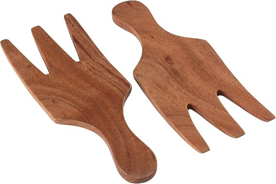 Folkulture Salad Hands, Natural, Set of 2, Salad Claws - 3.25 X 8.25 Inch