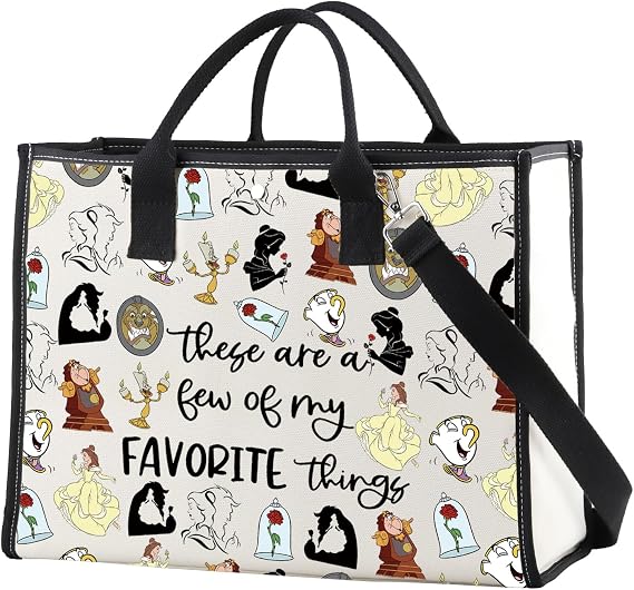 TSOTMO Beauty Inspired Shoulder Bag Belle Princess Lover Gift Fairy Tales Gift A Tale as Old as Time Beast Tote Bag