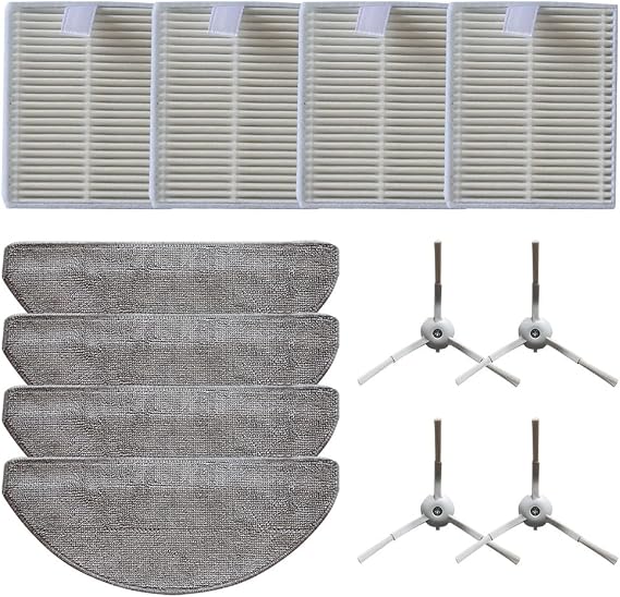 Filter Mop Cloth and Side Brush Kit for Polaris PVCR 4250 4260, Replacement Vacuum Accessories with Microfiber Cleaning Cloths, Nylon Brushes, Non-Woven Filter A