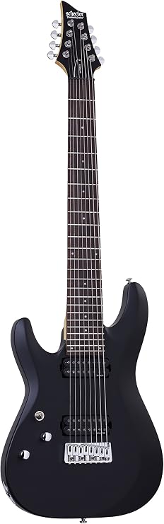Schecter C-8 DELUXE LH Satin Black 8-String Solid-Body Electric Guitar