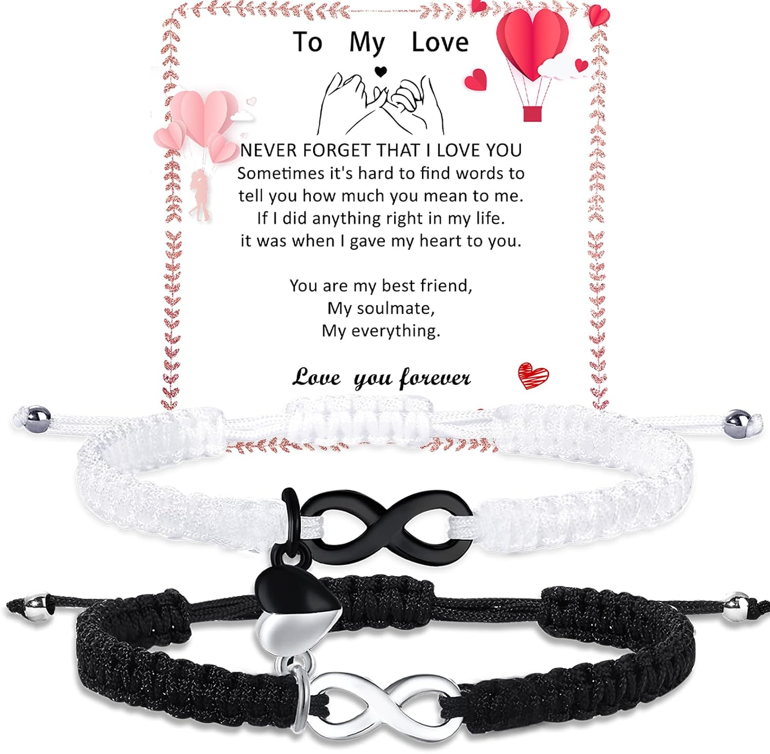 Valentines Day Gifts for Her - Matching Bracelets Adjustable Rope Bracelets for Couples Bracelet Christmas Anniversary Valentines Gifts for Him HerBoyfriend Girlfriend Lovers Husband Wife