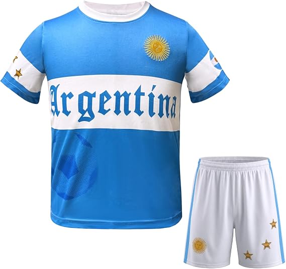 Football Jersey Kit for Kids Boys Girls Soccer Shirt Shorts Set Outdoor Sports Training Shirts Youth Fans Gift