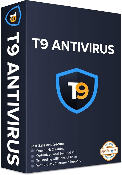 T9 Antivirus - Software for Windows - 1 PC, 1 Year |Real-time Protection |Exploits & Malware Protection | USB Protection |Firewall and Internet License Key in Postal Service - No CD