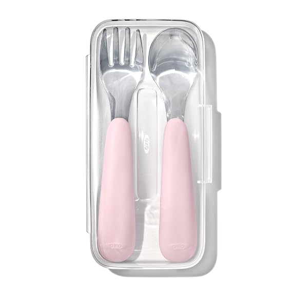 OXO Tot On-The-Go Fork and Spoon Set, Blossom
