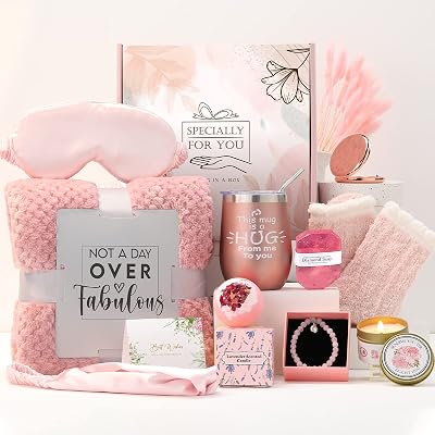 Valentines Day Gifts for Her, Birthday Gifts for Women Unique, Relaxing Spa Self Care Package-Get Well- Anniversary-Thank You-Friendship-Valentines Gift Baskets for Mom Wife Girlfriend Daughter Sister