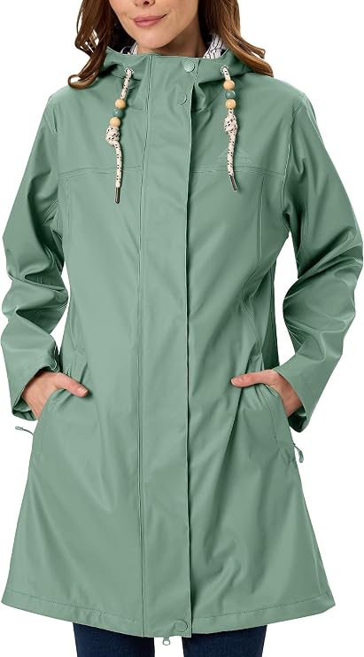 Raincoat Women's Transition Jacket PU Waterproof Women Rain Jacket Long Parka Rain Parka with Hood Outdoor S-3XL