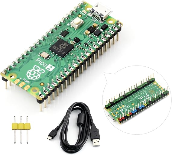 Waveshare Raspberry-Pi-Pico-2W-CC package, compatible with Raspberry Pi Pico 2 microcontroller board, based on official RP2350 chip, dual core & dual architecture design
