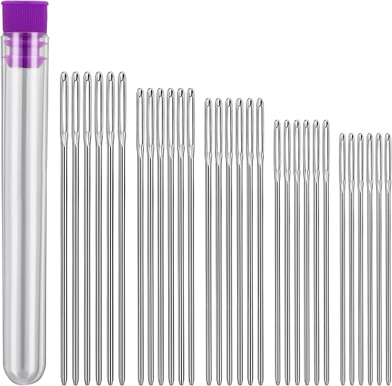 Bupete 30 Pcs Sewing Needles, 5 Sizes Large Eye Blunt Needles