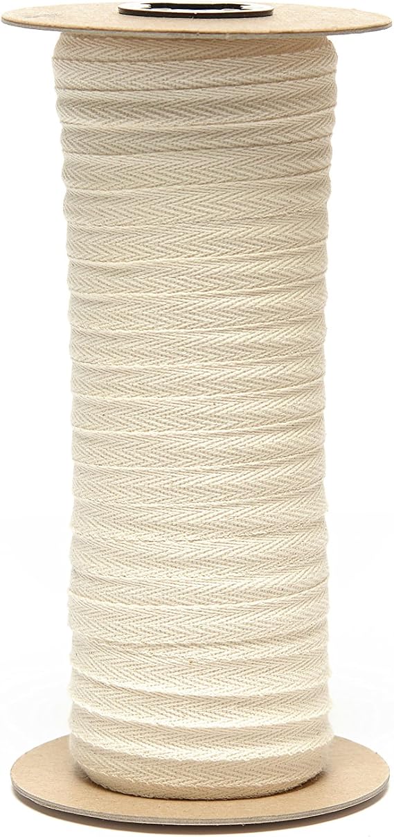 Cotton Herringbone Twill Tape 100 Yards Natural, Black, White (3/8", Natural)