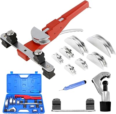 Tubing Bender, Copper Pipe Bender, HVAC Tube Bender Tool Kit for 14 516 38 12 58 34 78 Soft Copper Aluminum Thin-walled Steel Conduit Tubing Bending, with Pipe Cutter