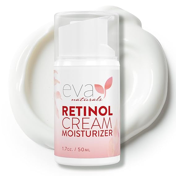 Eva Naturals Anti-Aging Retinol Cream For Face - Anti-wrinkle Retinol-Complex Moisturizer Day & Night Cream w/Hyaluronic Acid & Vitamin E For Women & Men - Reduce Fine Lines & Dark Spots - 1.7 Fl Oz
