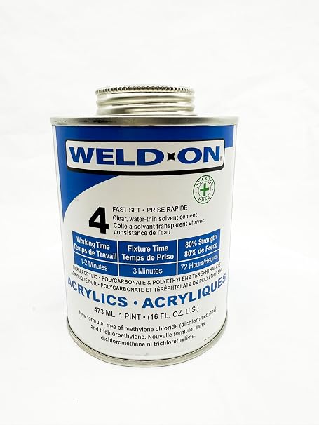 Weld-On #4 Acrylic Cement, Low-VOC Non-Chlorinated Formula, Pint