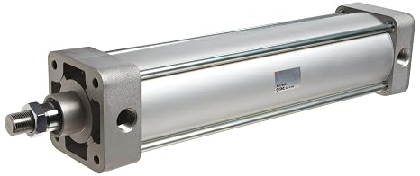 SMC NCDA1B150-0100 Aluminum Air Cylinder, Tie-Rod, Double Acting, Basic Style Mounting, Switch Ready, Air Cushion, 1-1/2" Bore OD, 1" Stroke, 5/8" Rod OD, 3/8" NPT