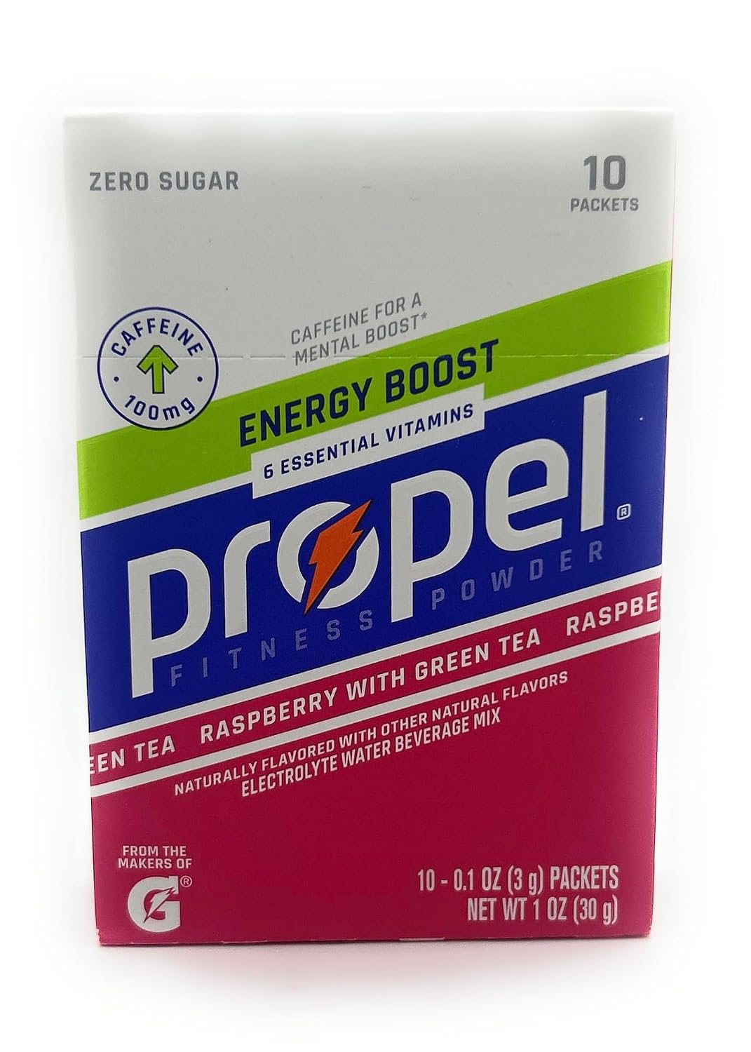Propel Energy Boost Electrolyte Drink Packets - Raspberry Green Tea - 1 box - 10 packets