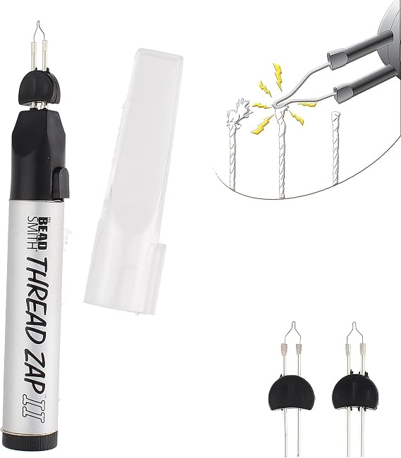 The Beadsmith Thread Zap, 5.25 Thread Burner | Trim, Burn and Melt Thread with One Touch, Ideal for Finishing Bead Weaving and Stringing Projects, w/ 2Pc Replacement Tips