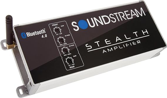 Soundstream ST4.1000DB ST4.10000DB Stealth Series 1000W Class D 4-Channel Amplifier with Built-in Bluetooth, Ideal for Boats, ATVs, Side-by-Sides, Golf carts with Blue Kit and Gravity Phone Bundle