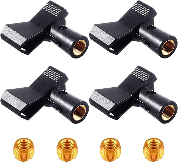 4 Pcs Mic Clips with 4 Adjustable Adapters, Mic Clip 5/8" to 3/8"