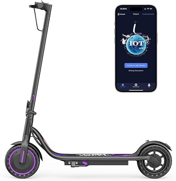 Electric Scooter for Adults & Teens, 350W Motor, 15 Miles Long Range, 19 MPH Max Speed, 8.5" Solid Tire, Lightweight EScooter with Dual Brakes & Lights, APP