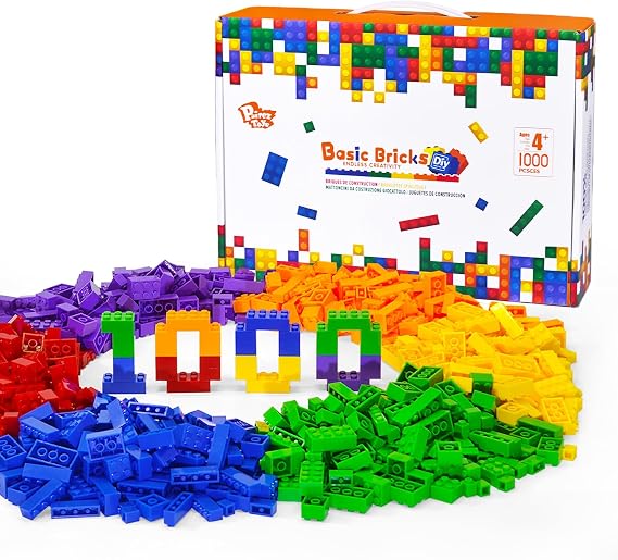 Pairez Toys Building Blocks Set, 1000 Piece Creative Compatible Bricks Set for Kids in Rainbow Color