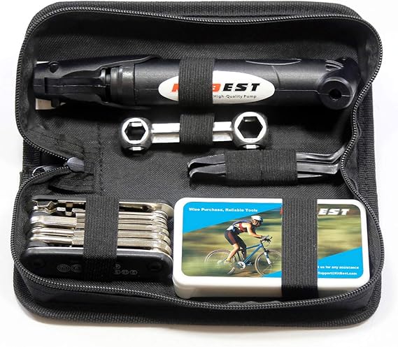 Kitbest Bike Repair Tool Kit, Bicycle Puncture Tire Patch Repair Tool Kit Contains 16-in-1 Bicycle Multi Tools, Portable Cycling Road Mountain Bike Accessories