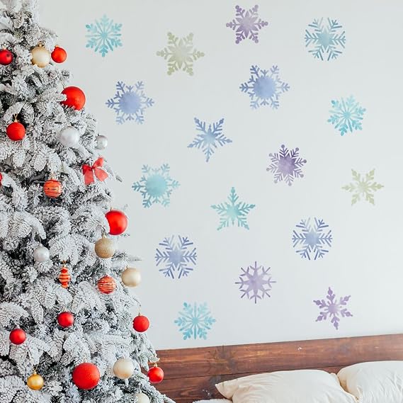 Winter Snowflake Stickers - Peel-and-Stick Snowflake Wall Decals for Baby Room Decoration, Winter Theme Decorative Stickers