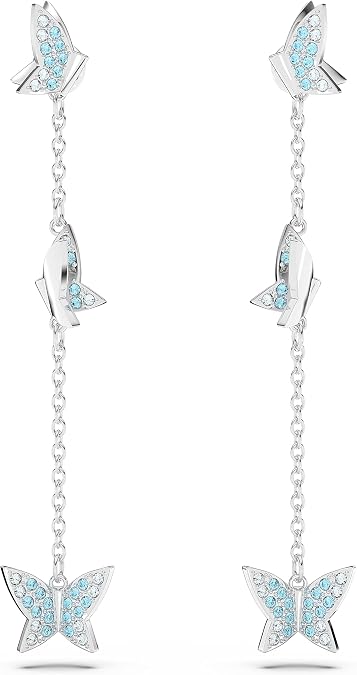 Swarovski Lilia Butterfly Necklace, Earrings, and Bracelet Crystal Jewelry Collection, Blue Crystals in a Rhodium Tone Finished Setting