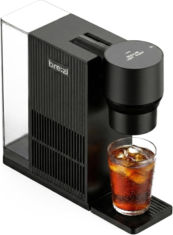 Brezi Cold Brew Coffee Maker, Fresh Cold Brew in Minutes, Low-Acid Smooth Flavor, Premium Aluminum Design,1L Capacity, Easy Use,coffee machine,Automatic Precision Brewing for Home & Office (black)