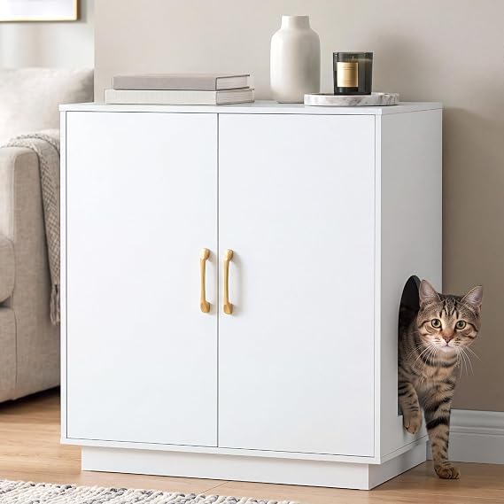 Gitelsnour 30.9'' Litter Box Enclosure Furniture- Hidden Storage, CLB003WT