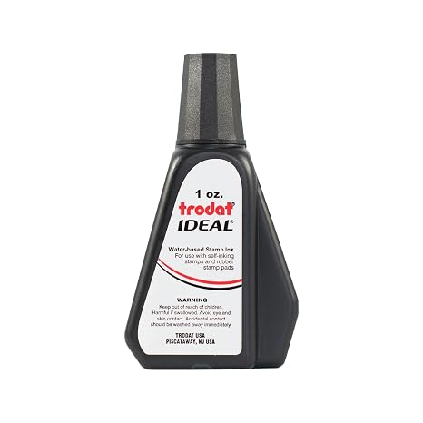 Trodat 45173 Ideal Premium Replacement Ink for Use with Most Self Inking and Rubber Stamp Pads, 1oz., Black